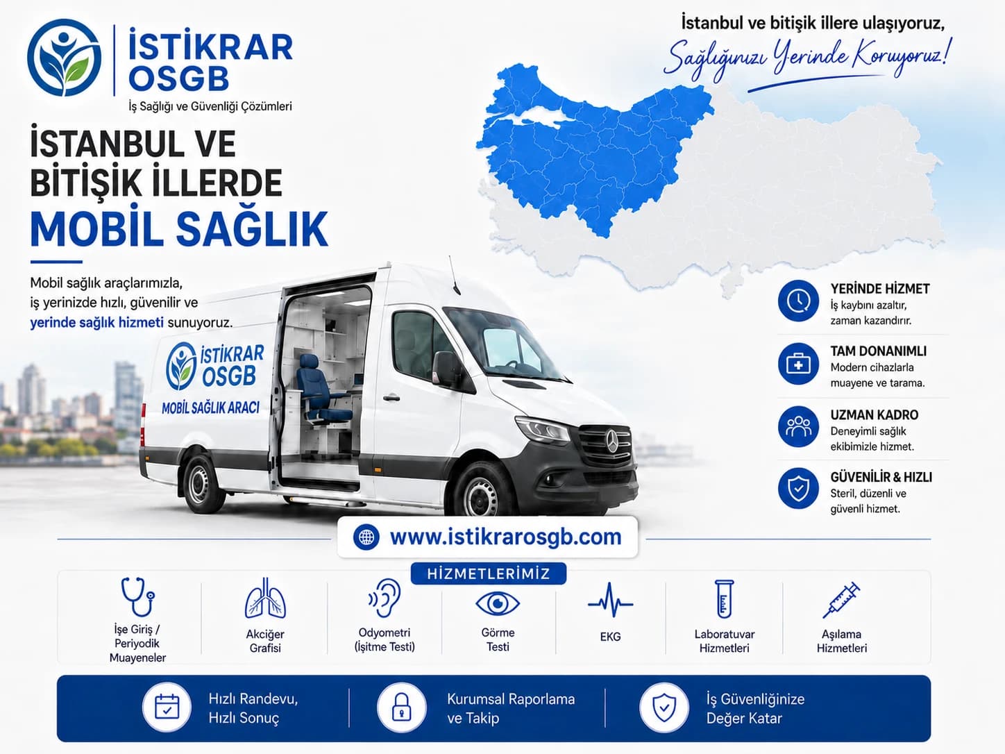 İstikrar OSGB - İstanbul ve bitişik illerde mobil sağlık taraması broşürü